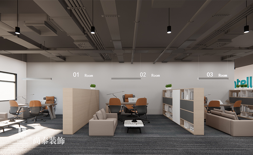 深圳宝安1400平米大型制造科技公司写字楼办公室装修设计